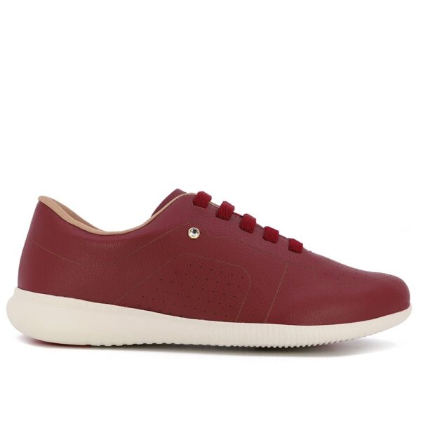 Tênis Casual Vermelho Couro Detalhe Laser - Imagem 2