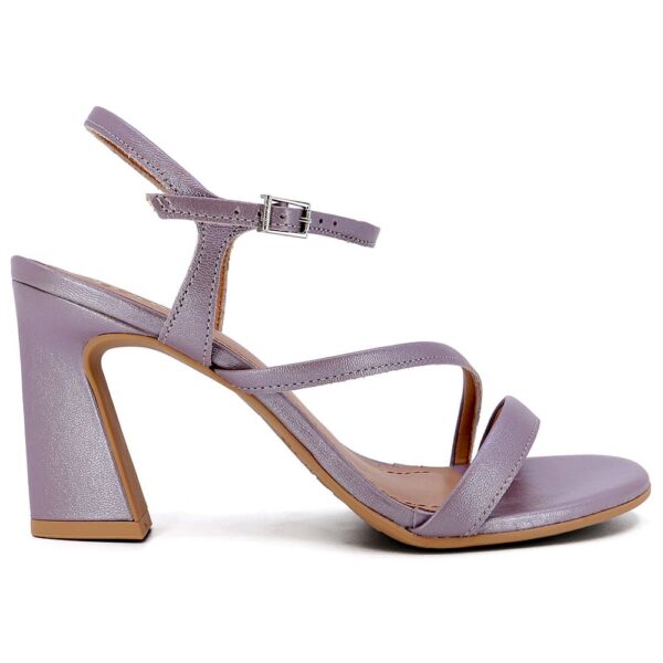 Sandália Salto Alto Couro Roxo Perolada - Imagem 2