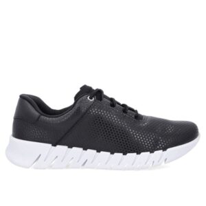 Tênis Casual Preto Couro Detalhe Textura