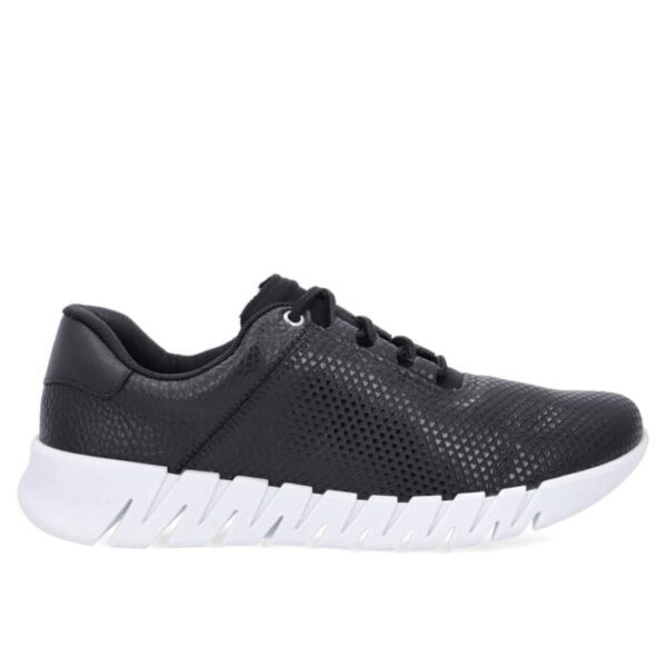 Tênis Casual Preto Couro Detalhe Textura