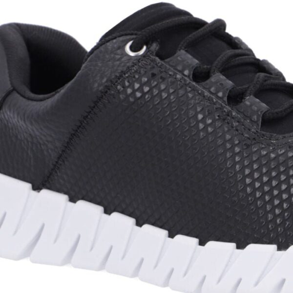 Tênis Casual Preto Couro Detalhe Textura - Imagem 7