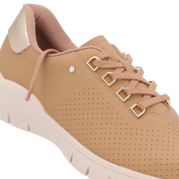Tênis Casual Marrom Couro Detalhe Strass - Imagem 8