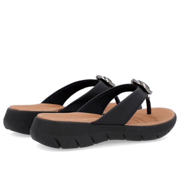Chinelo Plataforma Couro Preto Detalhe Enfeite - Imagem 6