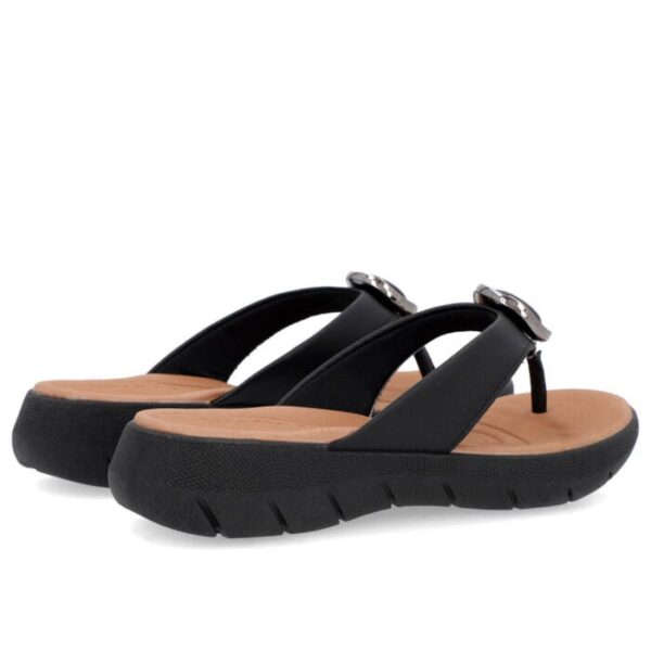 Chinelo Plataforma Couro Preto Detalhe Enfeite - Imagem 5