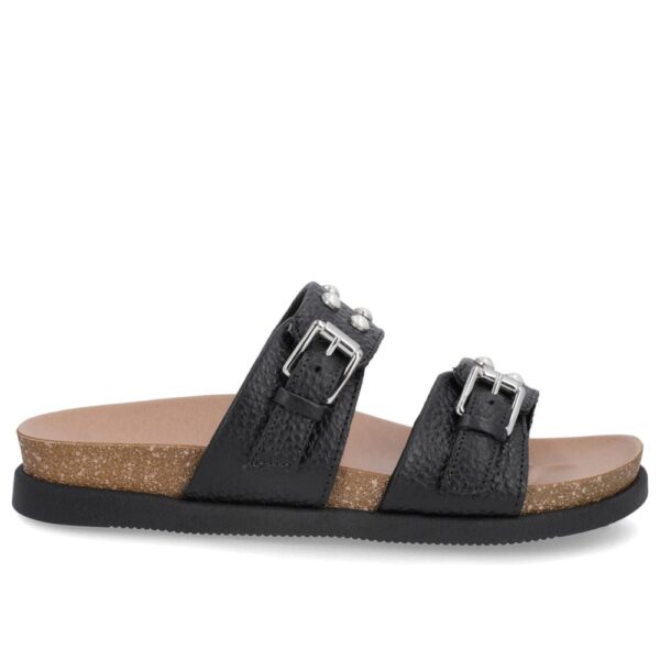 Slide Birken Preto Couro Enfeite - Imagem 2