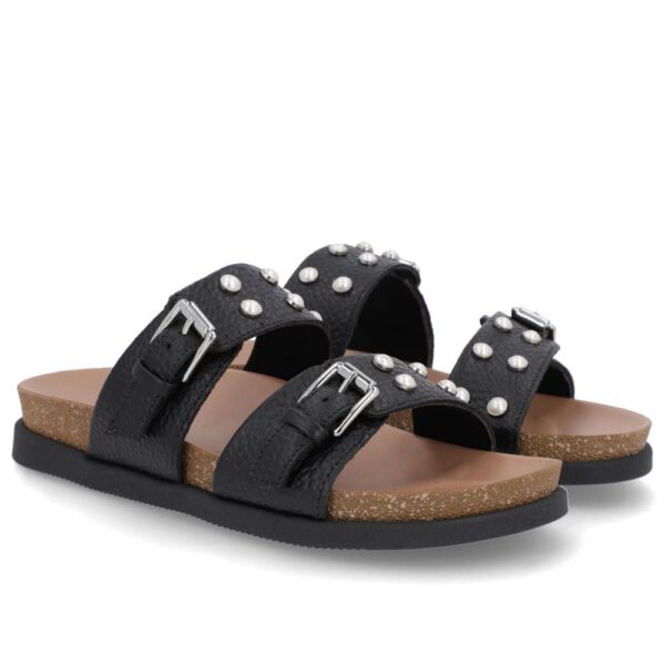 Slide Birken Preto Couro Enfeite - Imagem 4