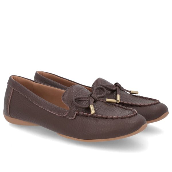 Mocassim Chocolate Couro Enfeite Laço - Imagem 4