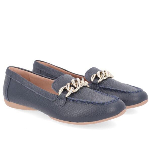 Mocassim Azul Couro Enfeite Corrente - Imagem 3