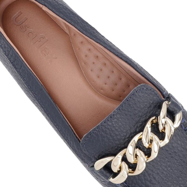 Mocassim Azul Couro Enfeite Corrente - Imagem 8
