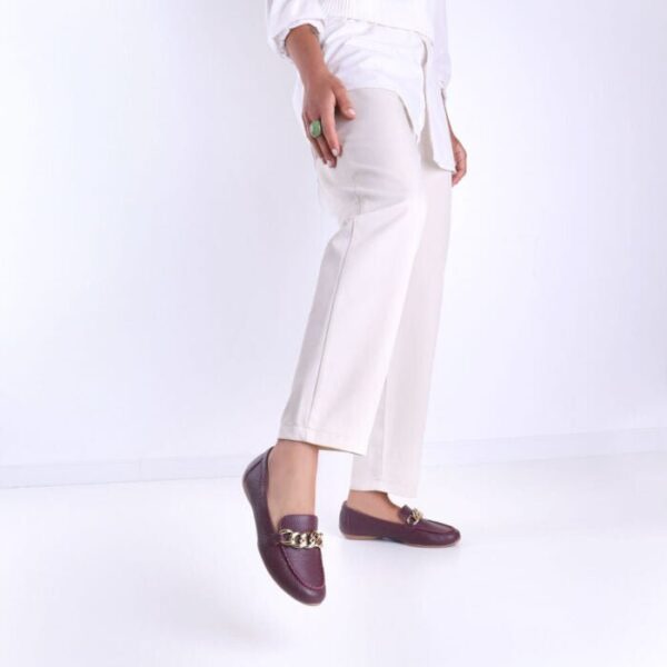 Mocassim Roxo Couro Enfeite Corrente - Imagem 7