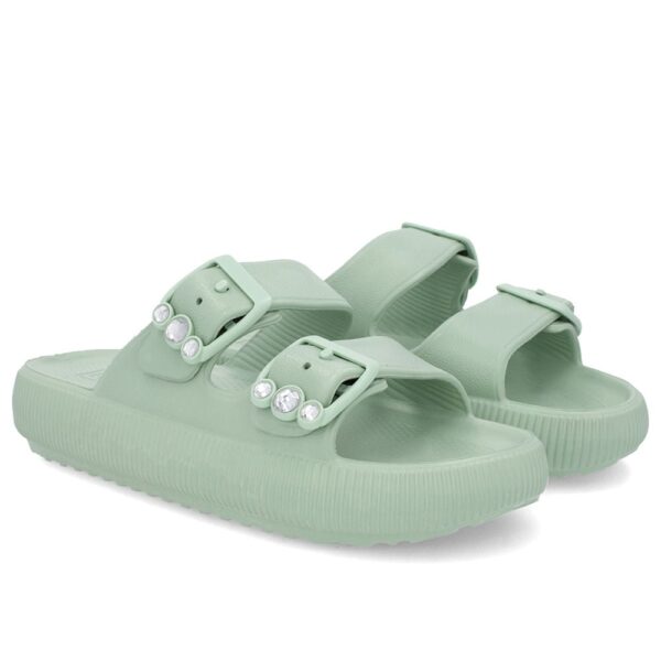 Slide Plataforma Poofy Verde Eva Fivela Brilho - Imagem 4
