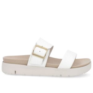 Slide Birken Branca Couro Fivela