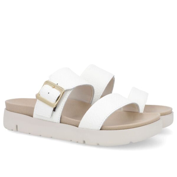 Slide Birken Branca Couro Fivela - Imagem 4