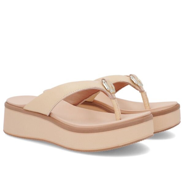Chinelo Plataforma Couro Laranja Enfeite - Imagem 4