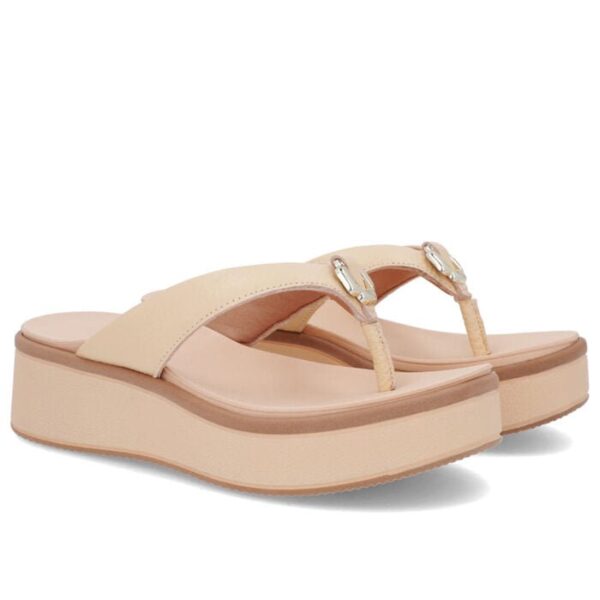 Chinelo Plataforma Couro Laranja Enfeite - Imagem 3
