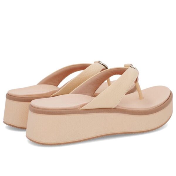 Chinelo Plataforma Couro Laranja Enfeite - Imagem 5