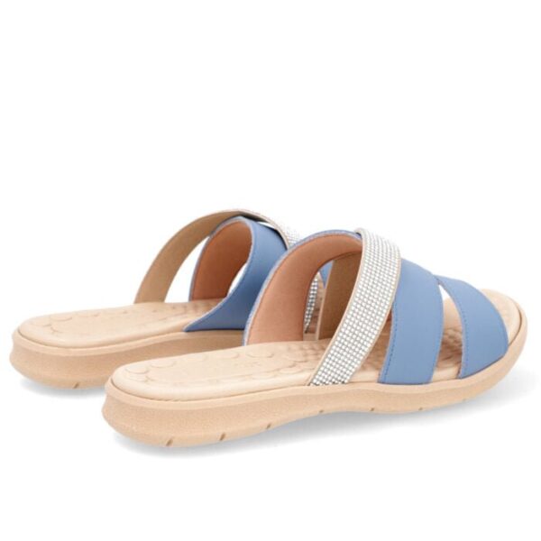 Slide Azul Tiras Couro Strass - Imagem 5