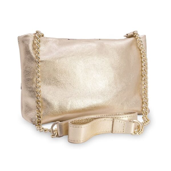 Bolsa Tiracolo Couro Comfy Metalizado Ouro Light Trançado - Imagem 4