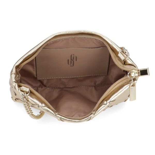 Bolsa Tiracolo Couro Comfy Metalizado Ouro Light Trançado - Imagem 5
