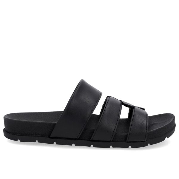 Slide Baixo Couro Preto Tiras - Imagem 6