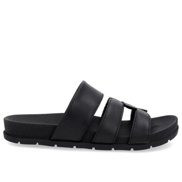 Slide Baixo Couro Preto Tiras - Imagem 5