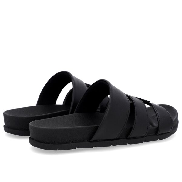 Slide Baixo Couro Preto Tiras - Imagem 8