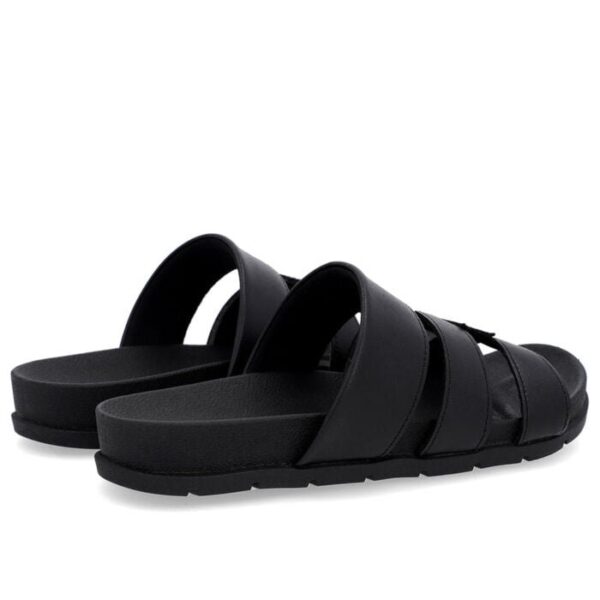 Slide Baixo Couro Preto Tiras - Imagem 7