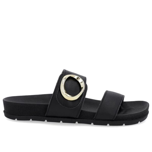 Slide Baixo Couro Preto Maxi Enfeite - Imagem 2