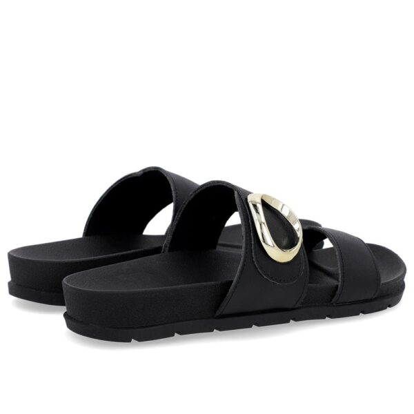 Slide Baixo Couro Preto Maxi Enfeite - Imagem 4