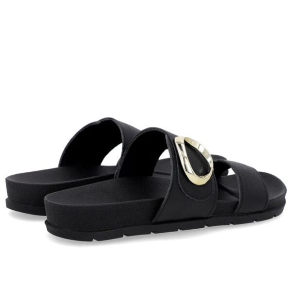 Slide Baixo Couro Preto Maxi Enfeite - Imagem 3
