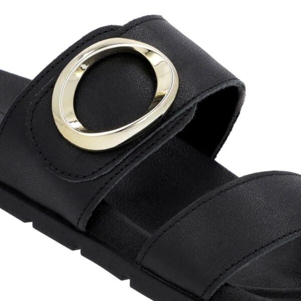 Slide Baixo Couro Preto Maxi Enfeite - Imagem 6