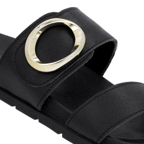 Slide Baixo Couro Preto Maxi Enfeite - Imagem 5