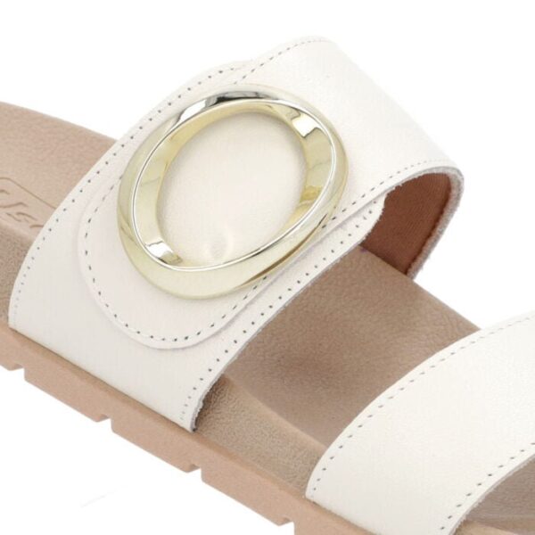 Slide Baixo Couro Branco Maxi Enfeite - Imagem 7