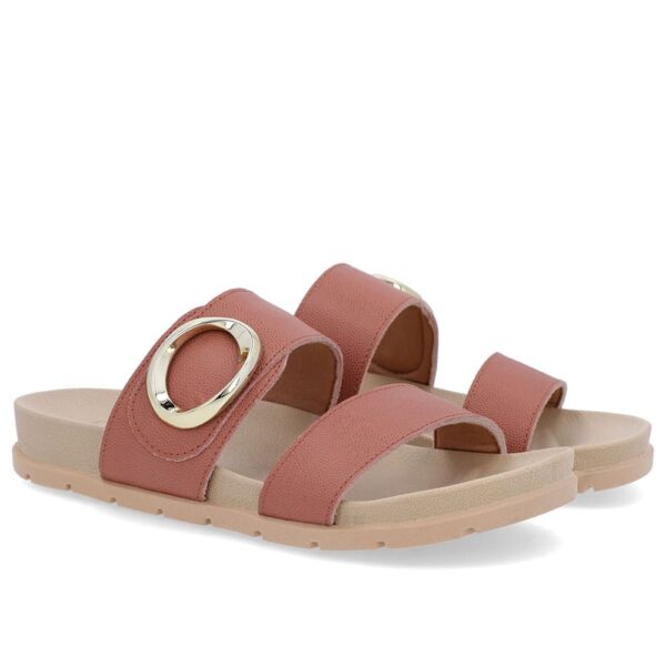 Slide Baixo Couro Rosa Maxi Enfeite - Imagem 4