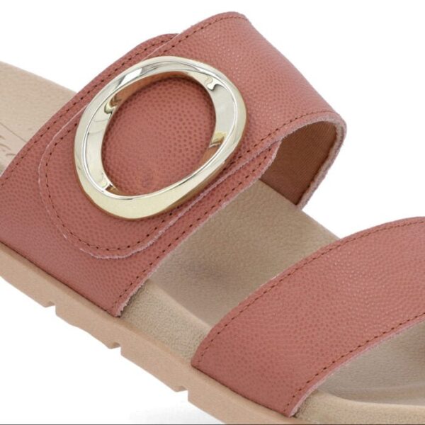 Slide Baixo Couro Rosa Maxi Enfeite - Imagem 7