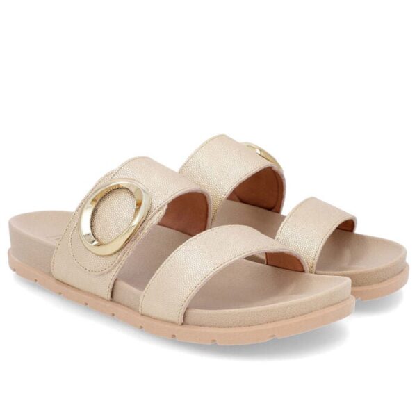 Slide Baixo Couro Dourado Maxi Enfeite - Imagem 3