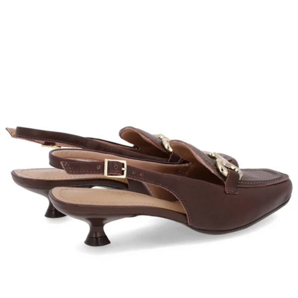 Slingback Marrom Tira Calcanhar Couro Bridão - Imagem 5