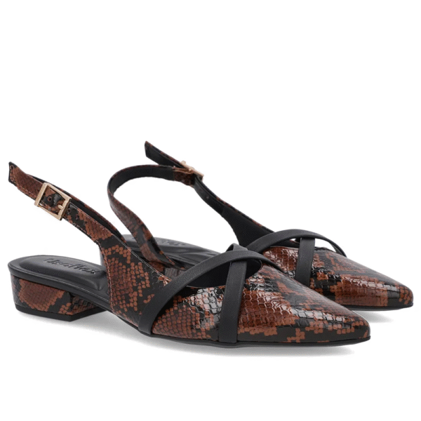 Slingback Animal Print Semi Aberto Couro Tiras - Imagem 4
