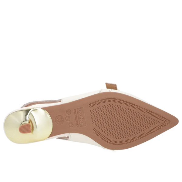 Slingback Branco Marfim Tira Calcanhar Couro - Imagem 10