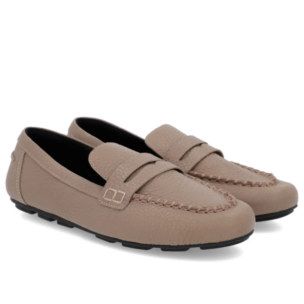 Loafer Marrom Claro Couro Costuras - Imagem 7