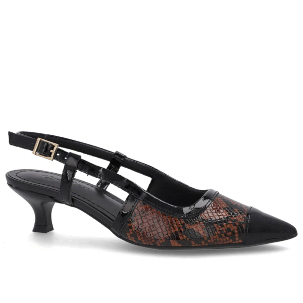 Slingback Animal Print Salto Kitten Couro - Imagem 2