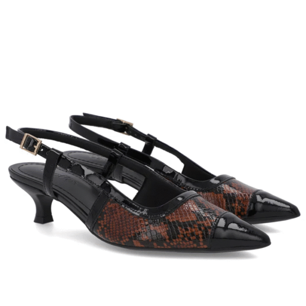 Slingback Animal Print Salto Kitten Couro - Imagem 5