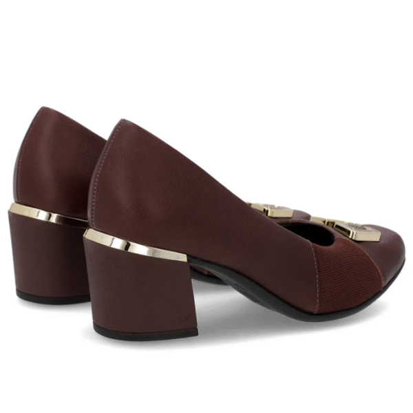 Scarpin Marrom Couro Detalhe Tecido - Imagem 5