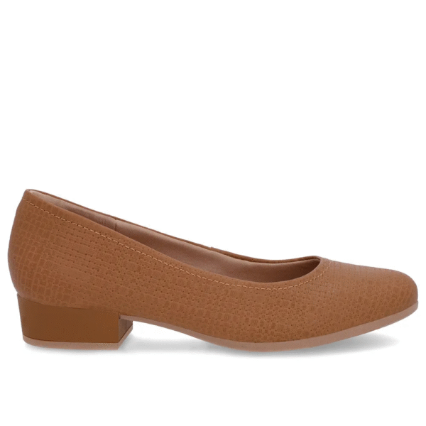 Scarpin Marrom Couro Bico Redondo - Imagem 2