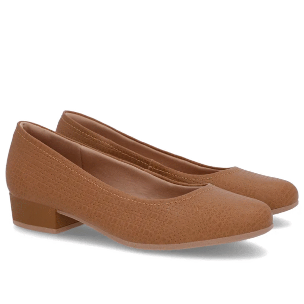 Scarpin Marrom Couro Bico Redondo - Imagem 4