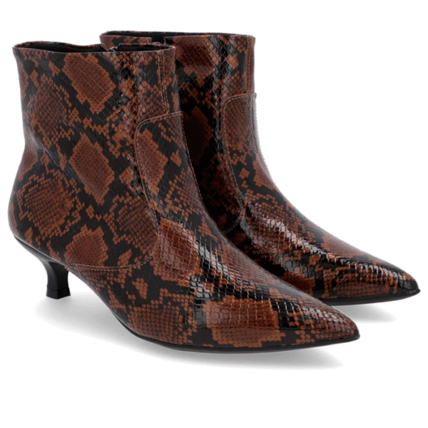 Bota Bico Fino Salto Kitten Animal Print Couro - Imagem 3