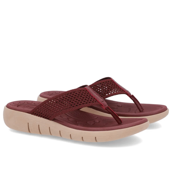 Chinelo Salto Rasteiro Tricot Vermelho - Imagem 4