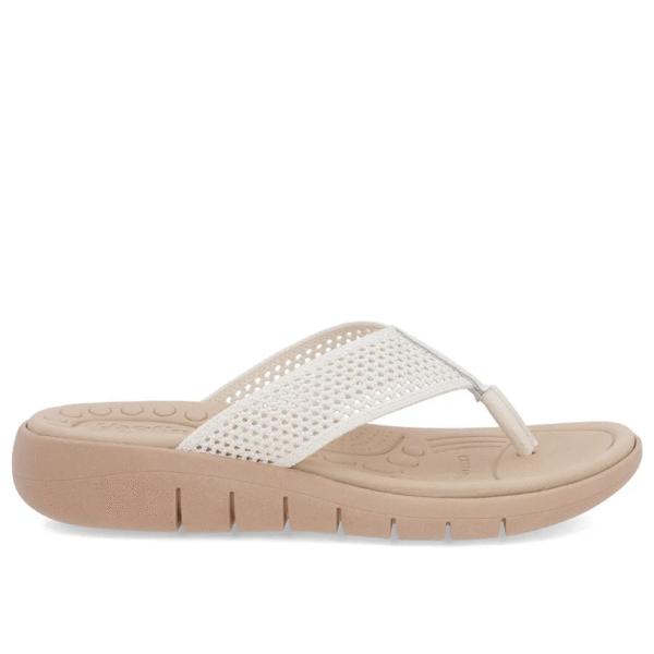 Chinelo Salto Rasteiro Tricot Branco Marfim - Imagem 2