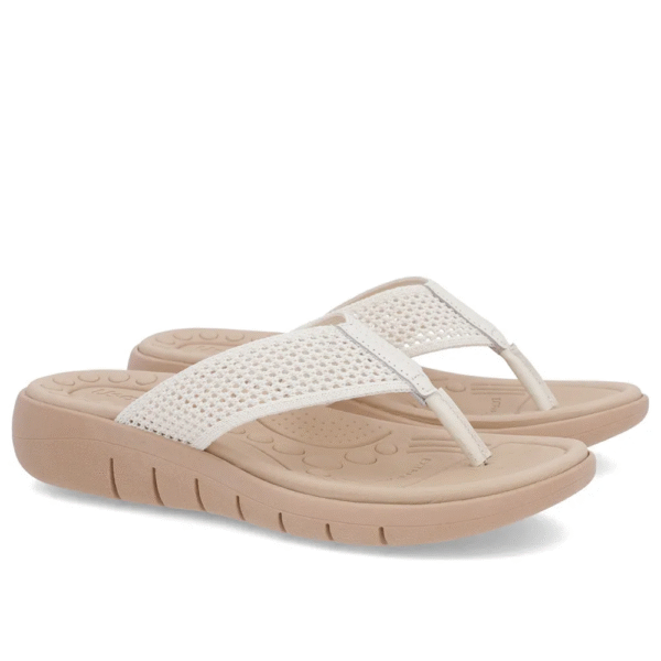 Chinelo Salto Rasteiro Tricot Branco Marfim - Imagem 4