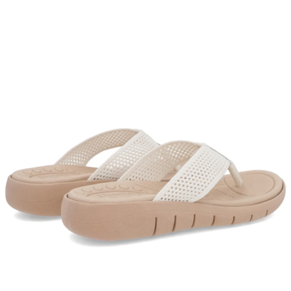 Chinelo Salto Rasteiro Tricot Branco Marfim - Imagem 5